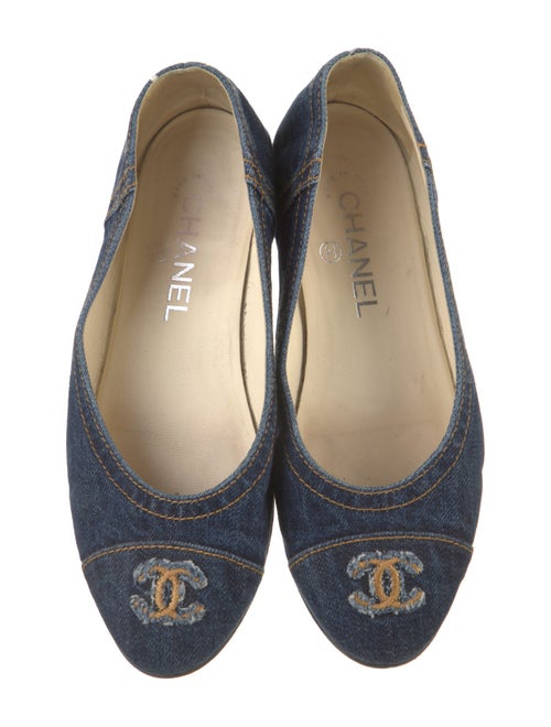 Chanel Interlocking CC Logo Denim Ballet Flats
