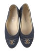 Chanel Interlocking CC Logo Denim Ballet Flats