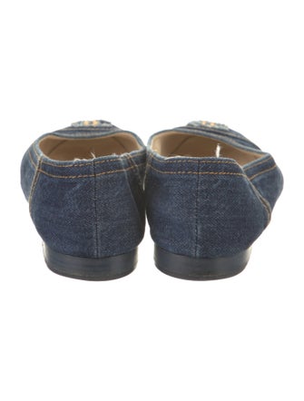 Chanel Interlocking CC Logo Denim Ballet Flats