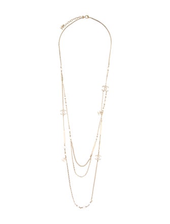 Chanel 2021 Faux Pearl & Strass CC Multistrand Necklace