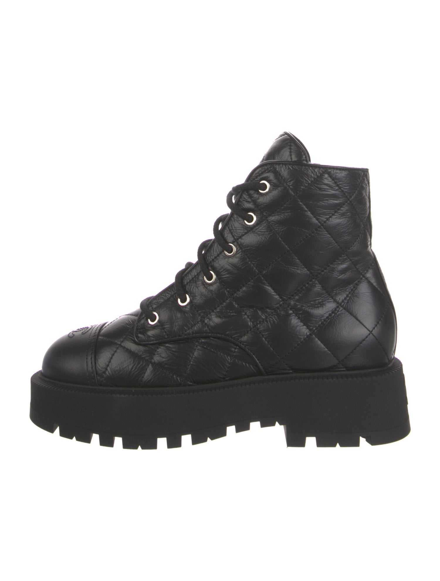 Chanel 2024 Interlocking CC Logo Combat Boots