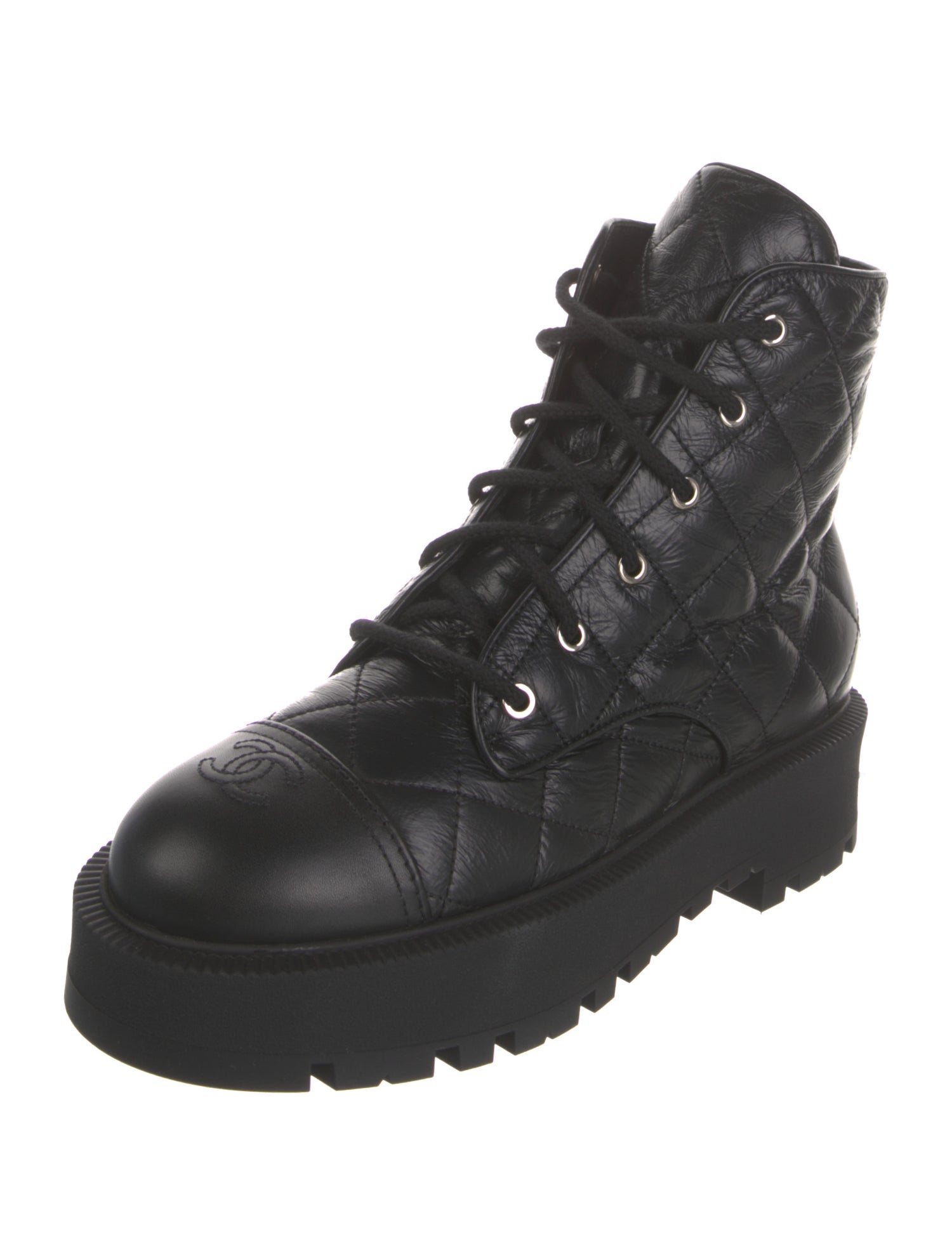 Chanel 2024 Interlocking CC Logo Combat Boots