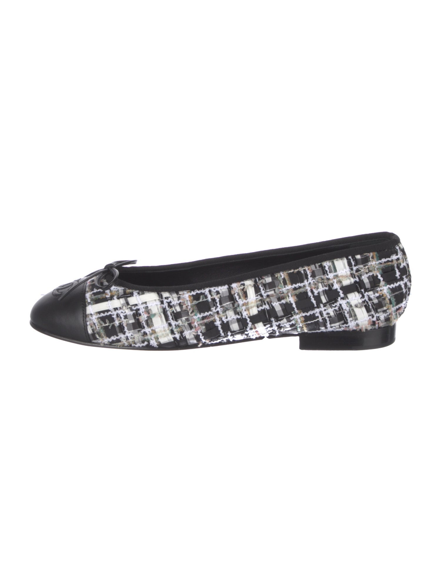 Chanel Interlocking CC Logo Tweed Ballet Flats