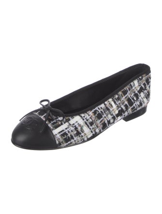 Chanel Interlocking CC Logo Tweed Ballet Flats