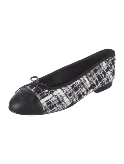 Chanel Interlocking CC Logo Tweed Ballet Flats