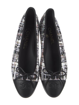 Chanel Interlocking CC Logo Tweed Ballet Flats