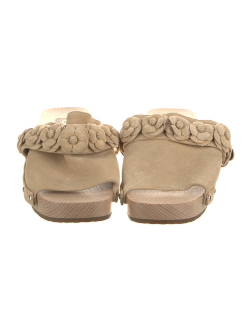 Chanel Camellia Accent Suede Slides