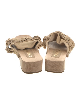 Chanel Camellia Accent Suede Slides