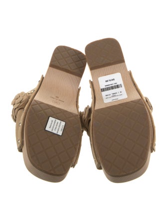 Chanel Camellia Accent Suede Slides