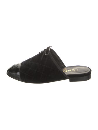 Chanel Interlocking CC Logo Velvet Mules