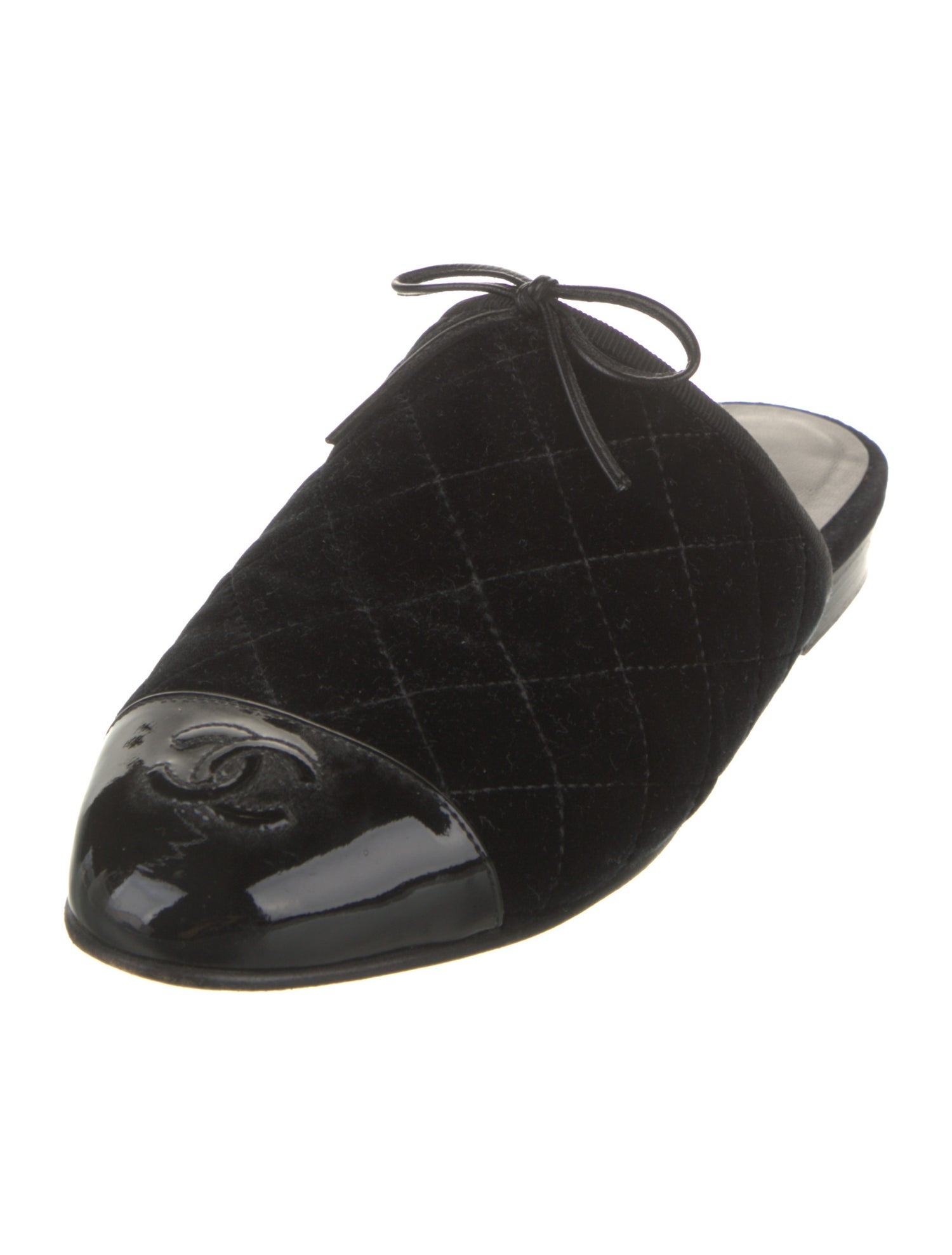 Chanel Interlocking CC Logo Velvet Mules