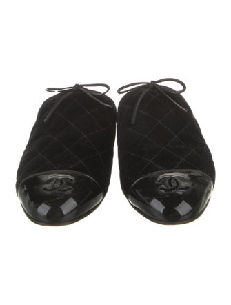 Chanel Interlocking CC Logo Velvet Mules