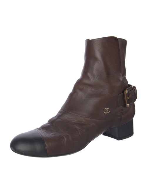 Chanel Interlocking CC Logo Leather Moto Boots