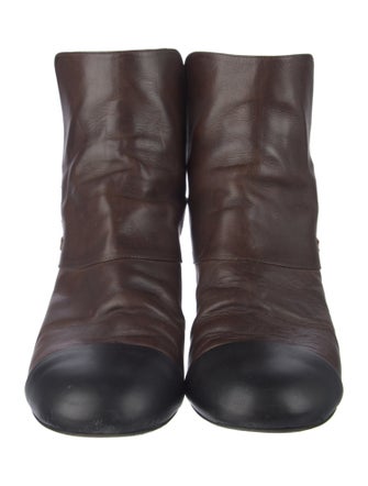 Chanel Interlocking CC Logo Leather Moto Boots