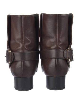 Chanel Interlocking CC Logo Leather Moto Boots