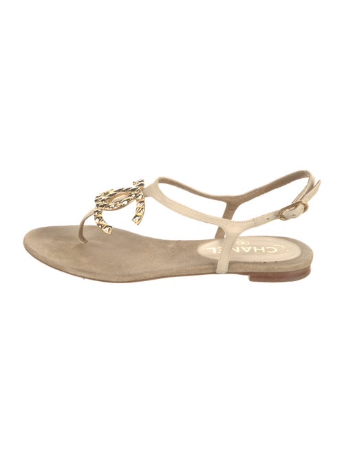 Chanel Interlocking CC Logo Suede T-Strap Sandals