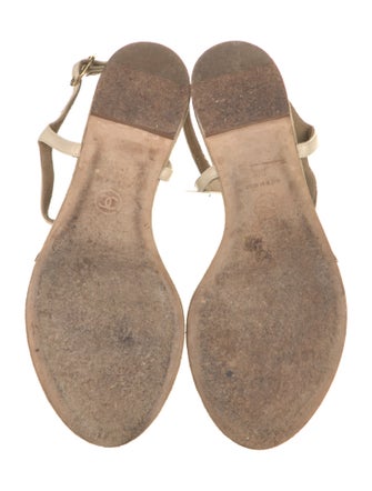 Chanel Interlocking CC Logo Suede T-Strap Sandals
