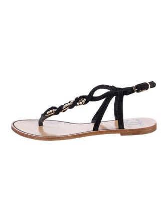 Chanel Interlocking CC Logo Suede T-Strap Sandals