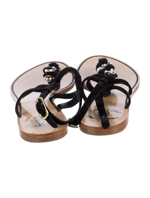 Chanel Interlocking CC Logo Suede T-Strap Sandals
