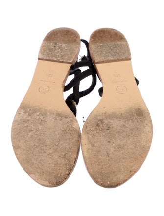 Chanel Interlocking CC Logo Suede T-Strap Sandals