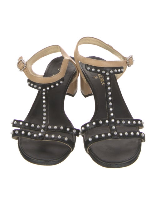 Chanel Interlocking CC Logo Leather T-Strap Sandals