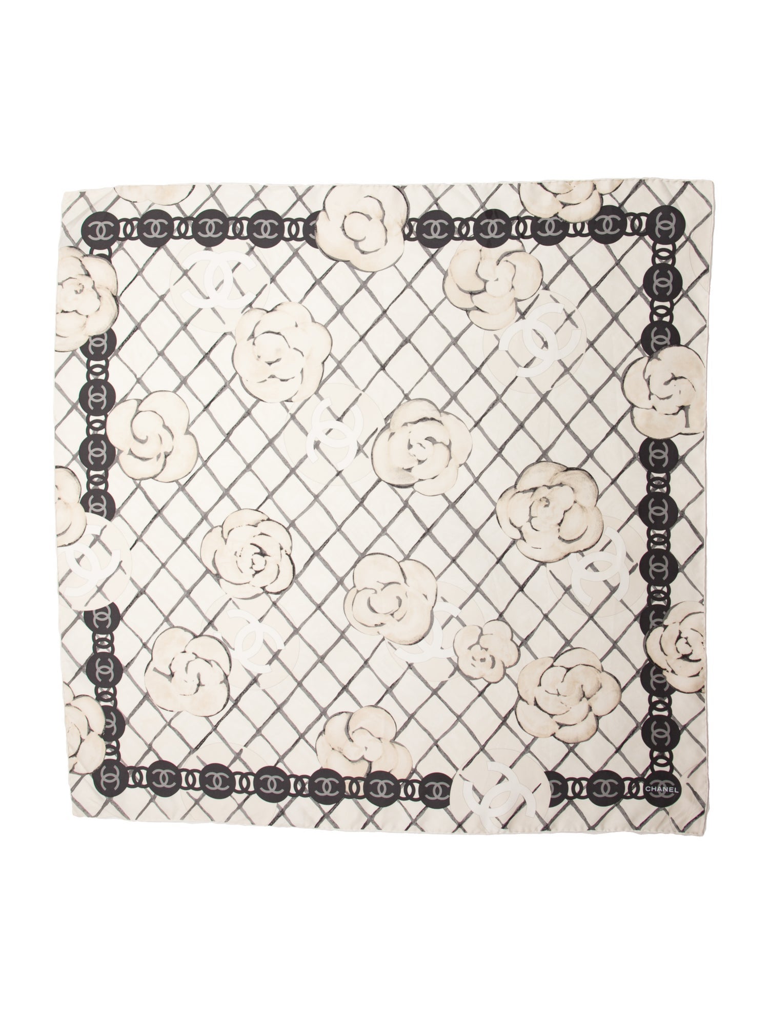 Chanel Silk Interlocking CC Logo Scarf
