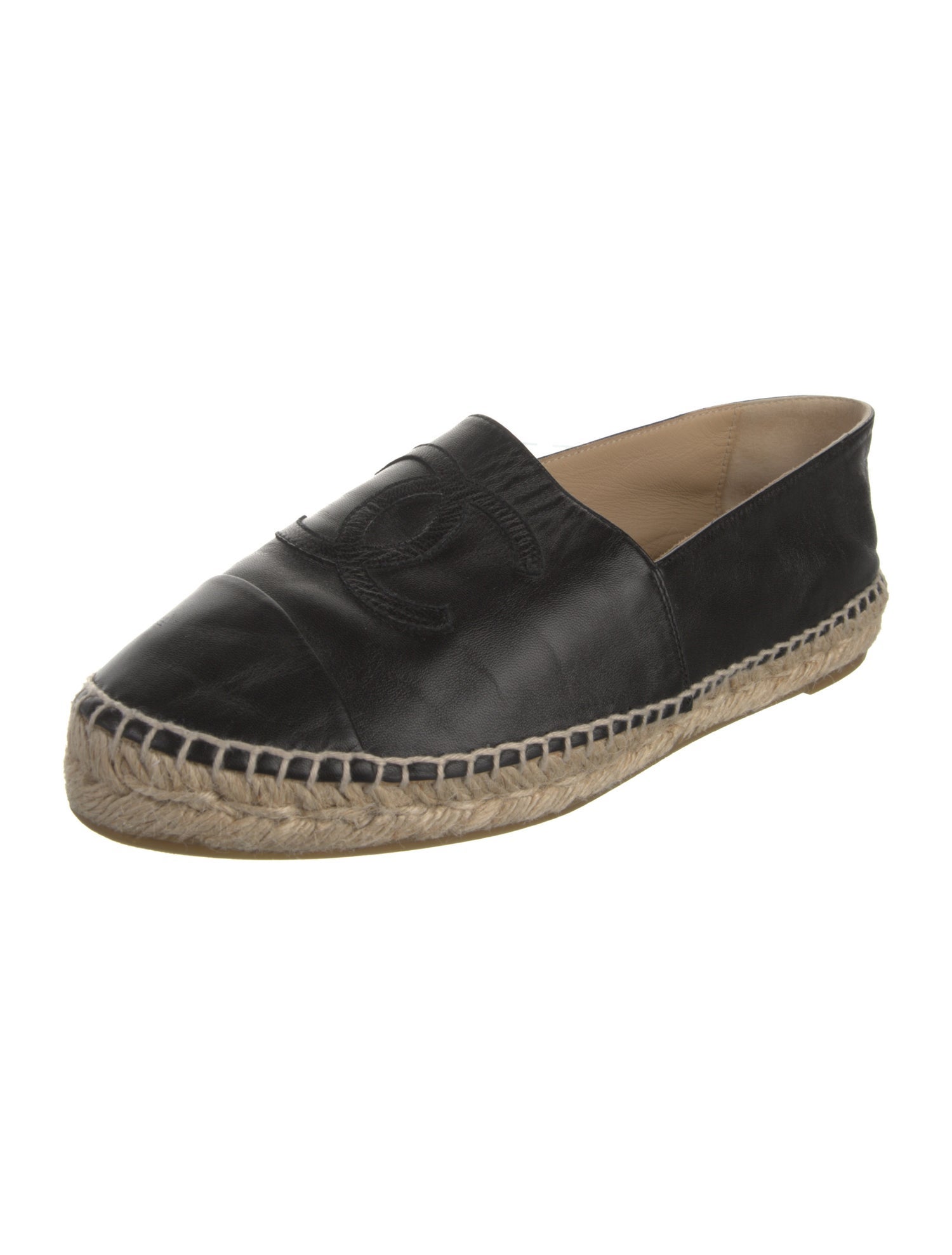 Chanel Interlocking CC Logo Leather Espadrilles