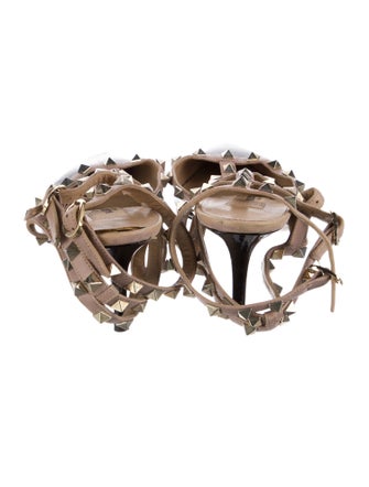 Valentino Rockstud Accents Patent Leather T-Strap Pumps