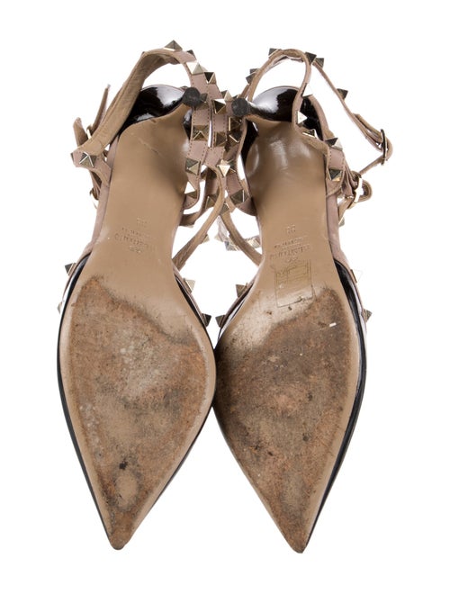 Valentino Rockstud Accents Patent Leather T-Strap Pumps