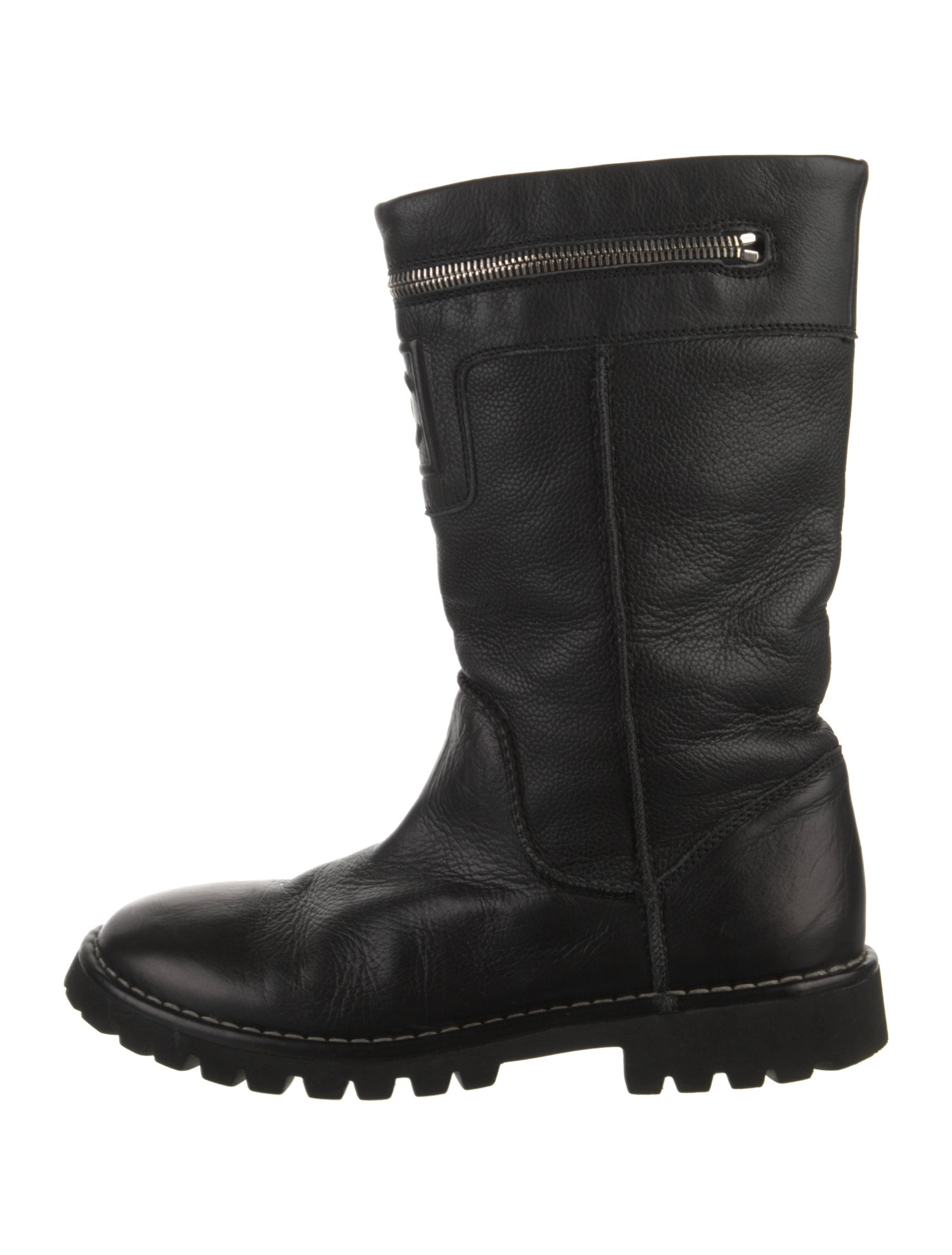 Chanel 2010 Interlocking CC Logo Moto Boots