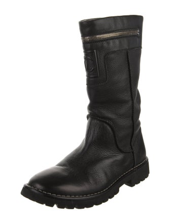 Chanel 2010 Interlocking CC Logo Moto Boots