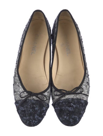 Chanel Interlocking CC Logo Sequins Ballet Flats