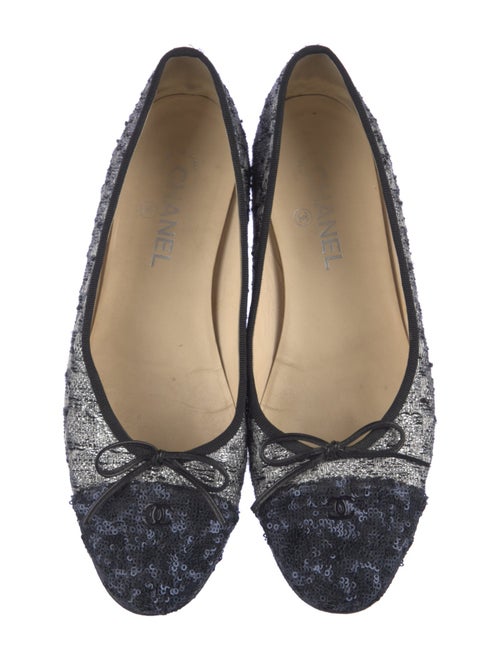 Chanel Interlocking CC Logo Sequins Ballet Flats