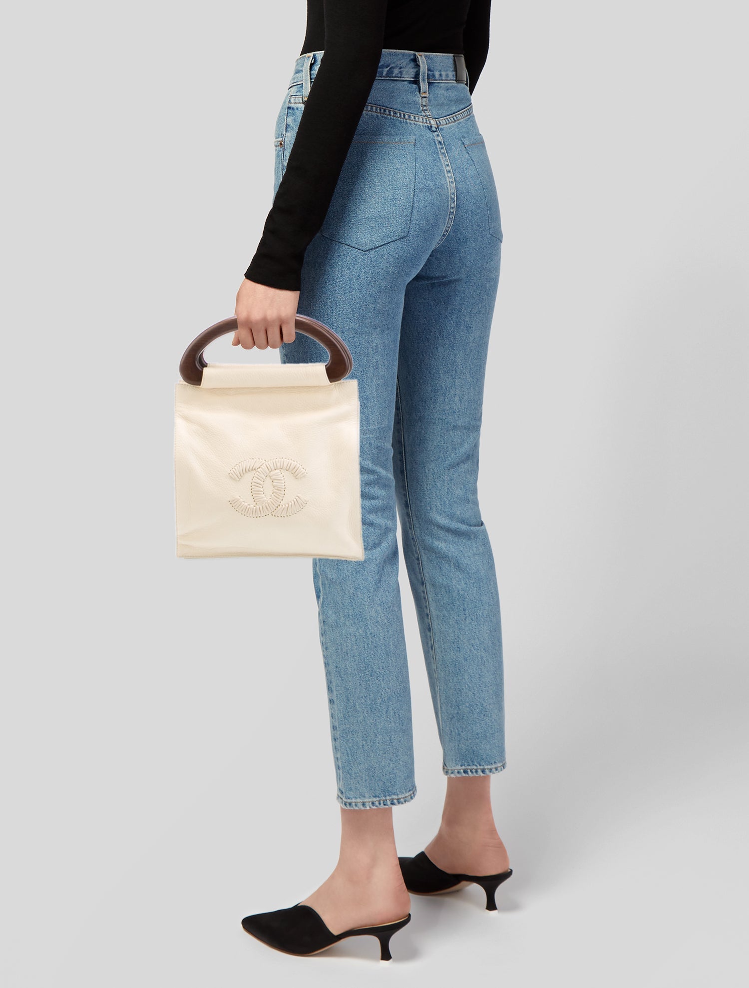 Chanel Vintage CC Wood Tote