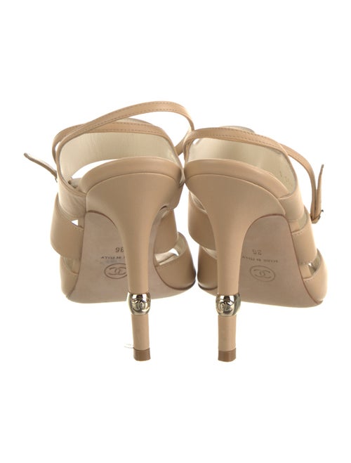 Chanel Interlocking CC Logo Leather Slingback Sandals