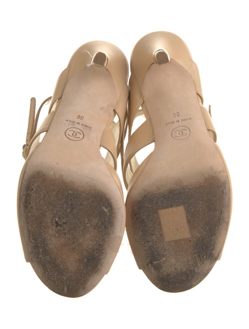 Chanel Interlocking CC Logo Leather Slingback Sandals