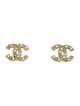 Chanel Faux Pearl & Strass CC Stud Earrings