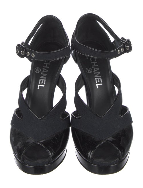 Chanel Interlocking CC Logo Patent Leather Sandals
