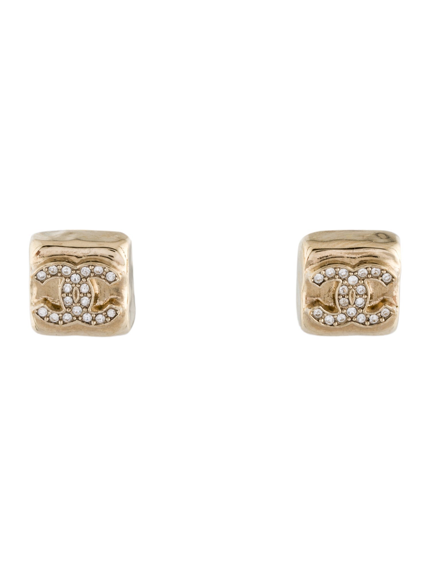 Chanel 2024 Strass CC Stud Earrings