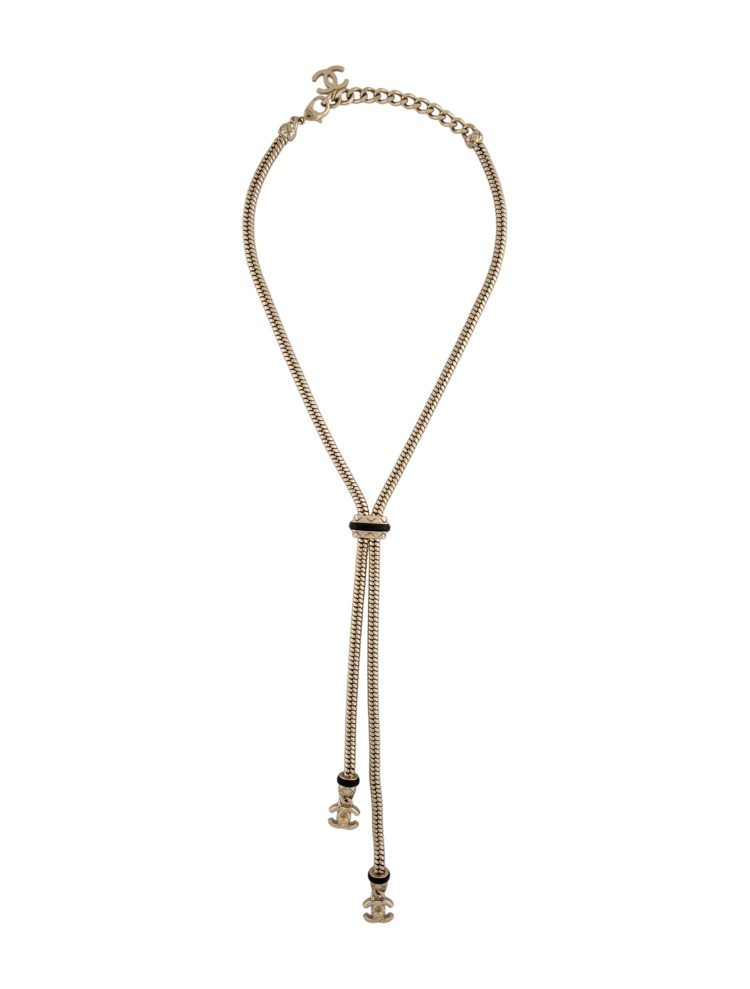 Chanel 2021 Leather CC Turnlock Lavalier Necklace