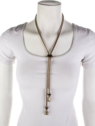 Chanel 2021 Leather CC Turnlock Lavalier Necklace