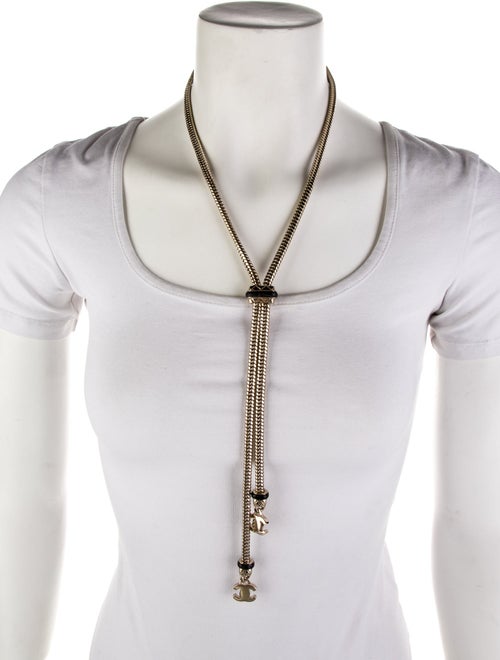 Chanel 2021 Leather CC Turnlock Lavalier Necklace