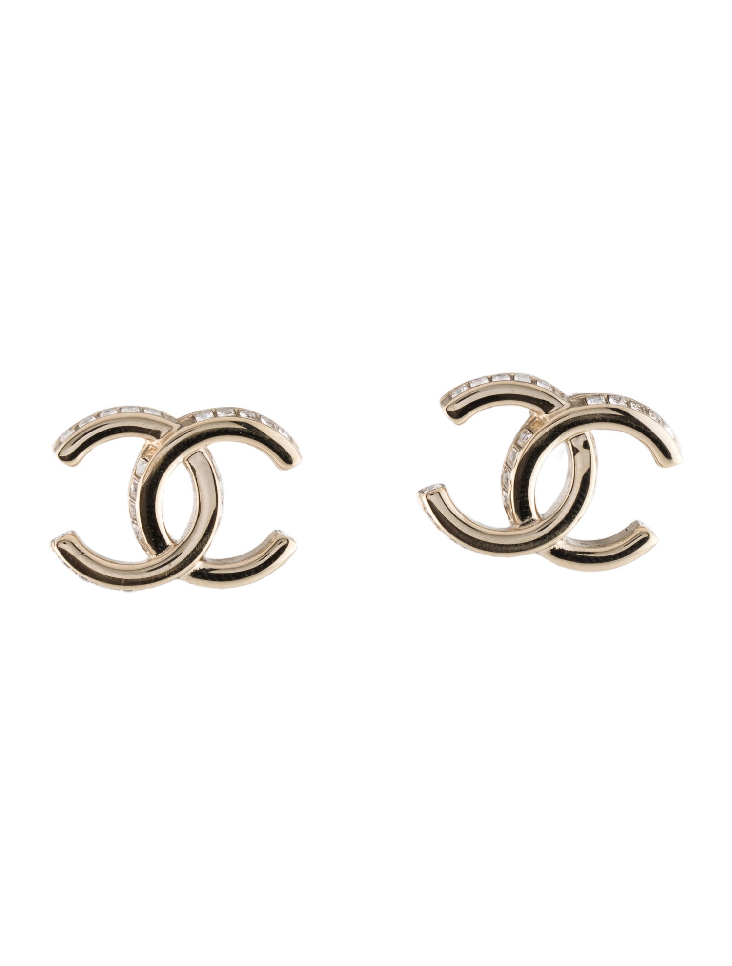 Chanel 2023 Strass CC Stud Earrings