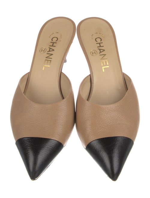 Chanel Interlocking CC Logo Leather Mules