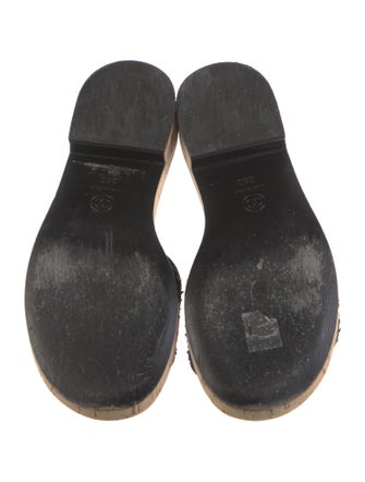 Chanel Chain-Link Accent Tweed Slides