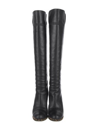 Chanel Interlocking CC Logo Leather Boots