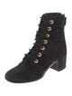 Chanel Interlocking CC Logo Suede Lace-Up Boots