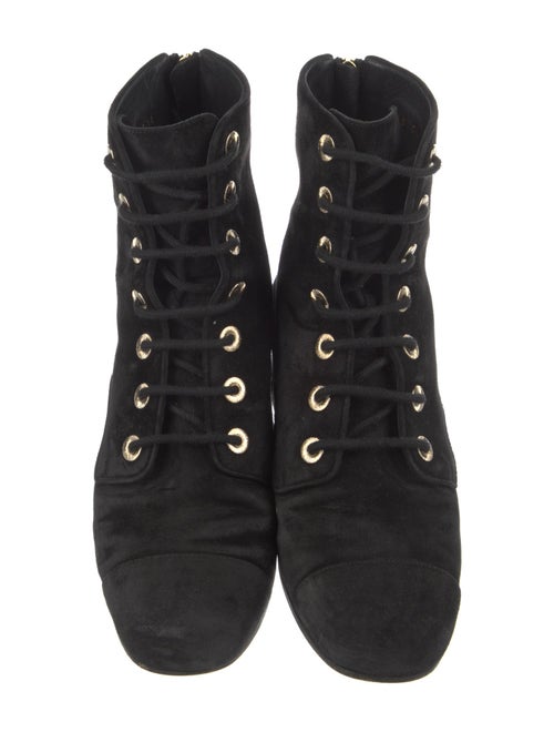 Chanel Interlocking CC Logo Suede Lace-Up Boots