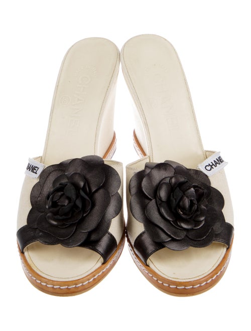 Chanel Camellia Accent Canvas Slides