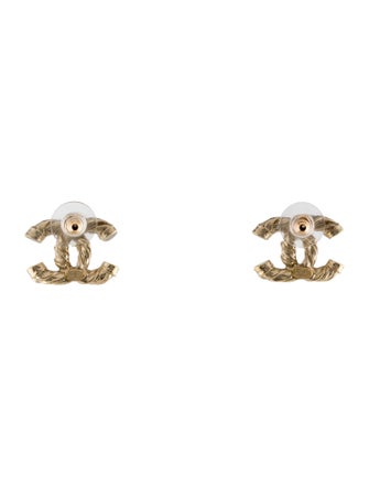 Chanel Faux Pearl & Resin CC Stud Earrings
